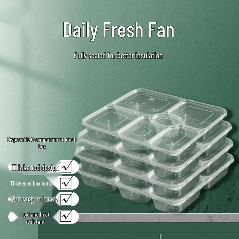 Xilianhua Disposable Rectangular 6-Compartment Takeaway Lunch Boxes
Xilianhua Disposable Rectangular 6-Compartment Takeaway Lunch Boxes