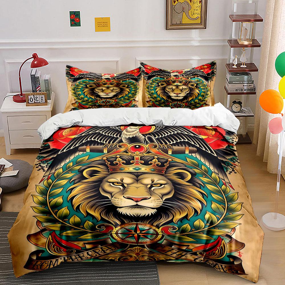 Lion crowned surrounded foliage. Bedding sets Duvet cover sets Duvet covers Pillowcases(1 * Duvet Cover 2 * Pillowcases, without duvet insert) 135x200cm
Lion crowned surrounded foliage. Bedding sets Duvet cover sets Duvet covers Pillowcases(1 * Duvet Cover 2 * Pillowcases, without duvet insert) 135x200cm