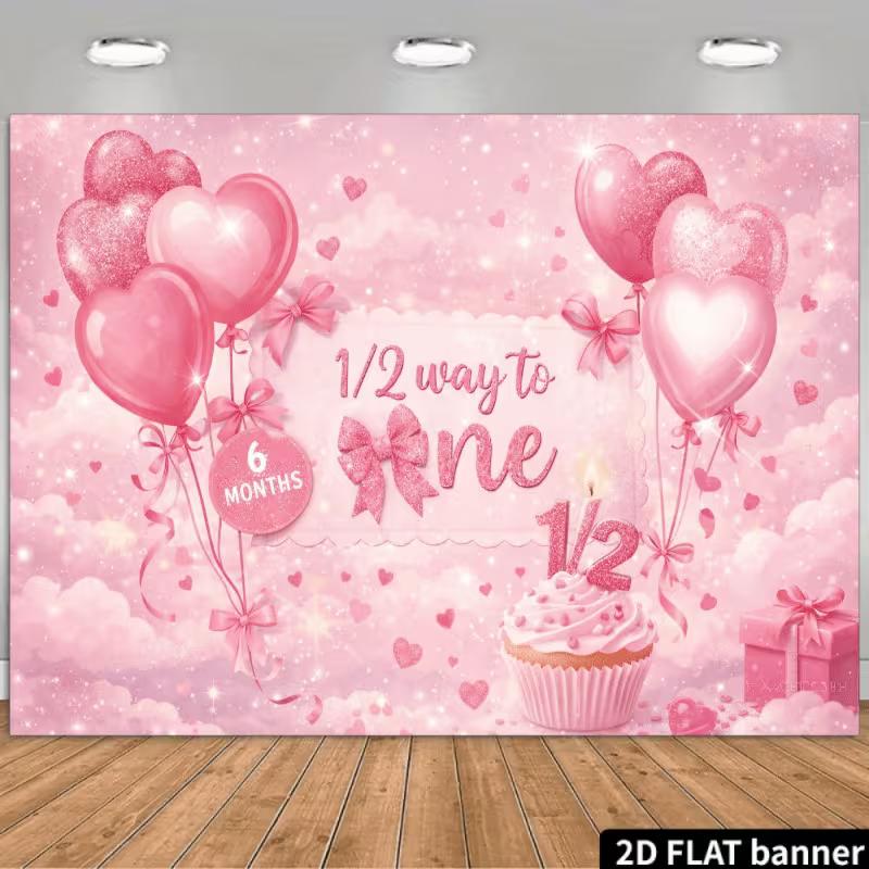 2D 6 Months Birthday Backdrop, Pink Glitter Heart Balloon Photo Background for Baby Shower 47.2x31.5inch/120*80cm
2D 6 Months Birthday Backdrop, Pink Glitter Heart Balloon Photo Background for Baby Shower 47.2x31.5inch/120*80cm