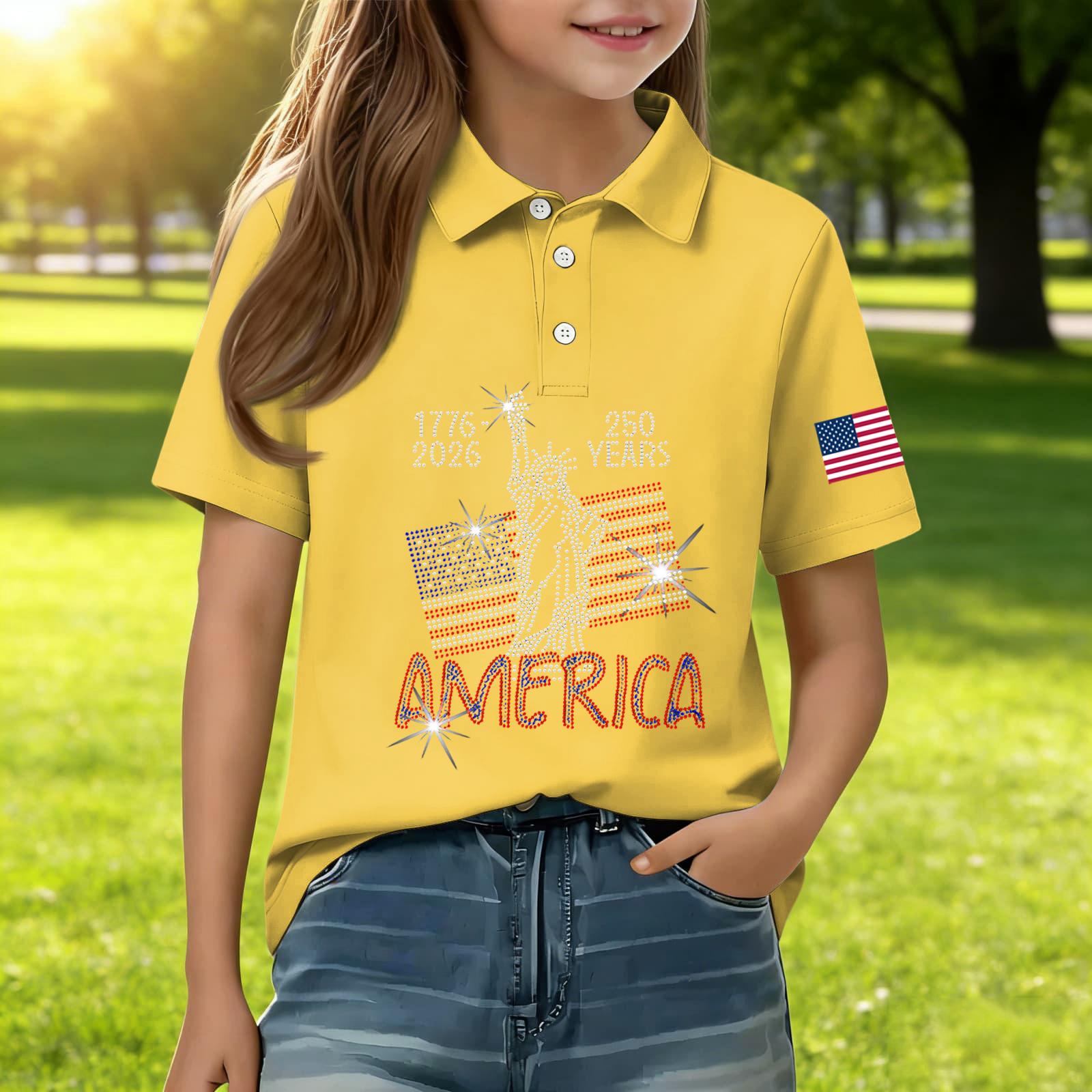 Kids Casual Short Sleeve Polo Shirt Independence Day Print T-Shirt with Statue of Liberty and Flag Design Suitable for Daily Wear 150
Kids Casual Short Sleeve Polo Shirt Independence Day Print T-Shirt with Statue of Liberty and Flag Design Suitable for Daily Wear 150