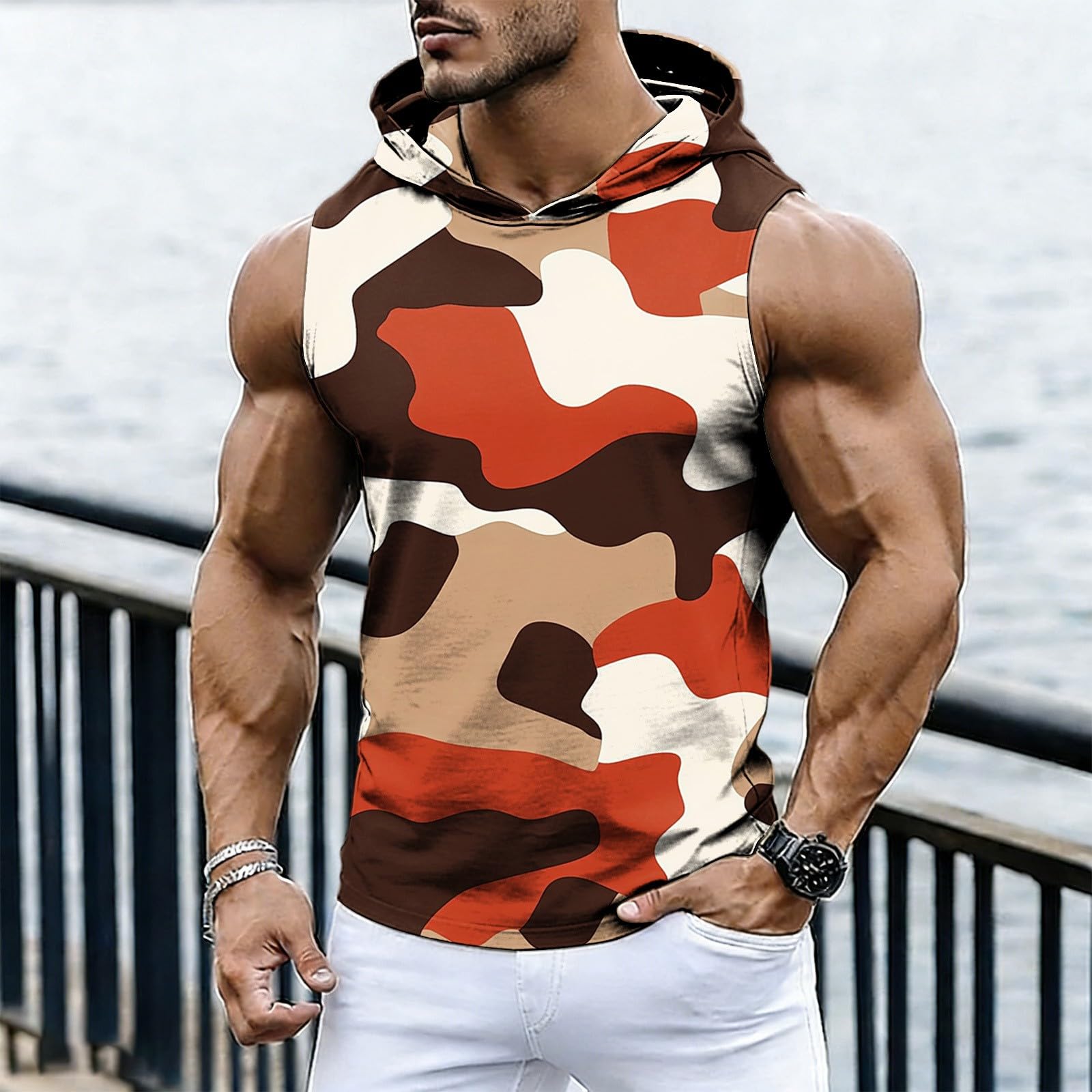Mens Sleeveless Hoodie Camouflage Print Pullover Hooded Tank Top Lightweight Casual Sportswear for Gym Workout Running Training XL жовтий
Mens Sleeveless Hoodie Camouflage Print Pullover Hooded Tank Top Lightweight Casual Sportswear for Gym Workout Running Training XL жовтий