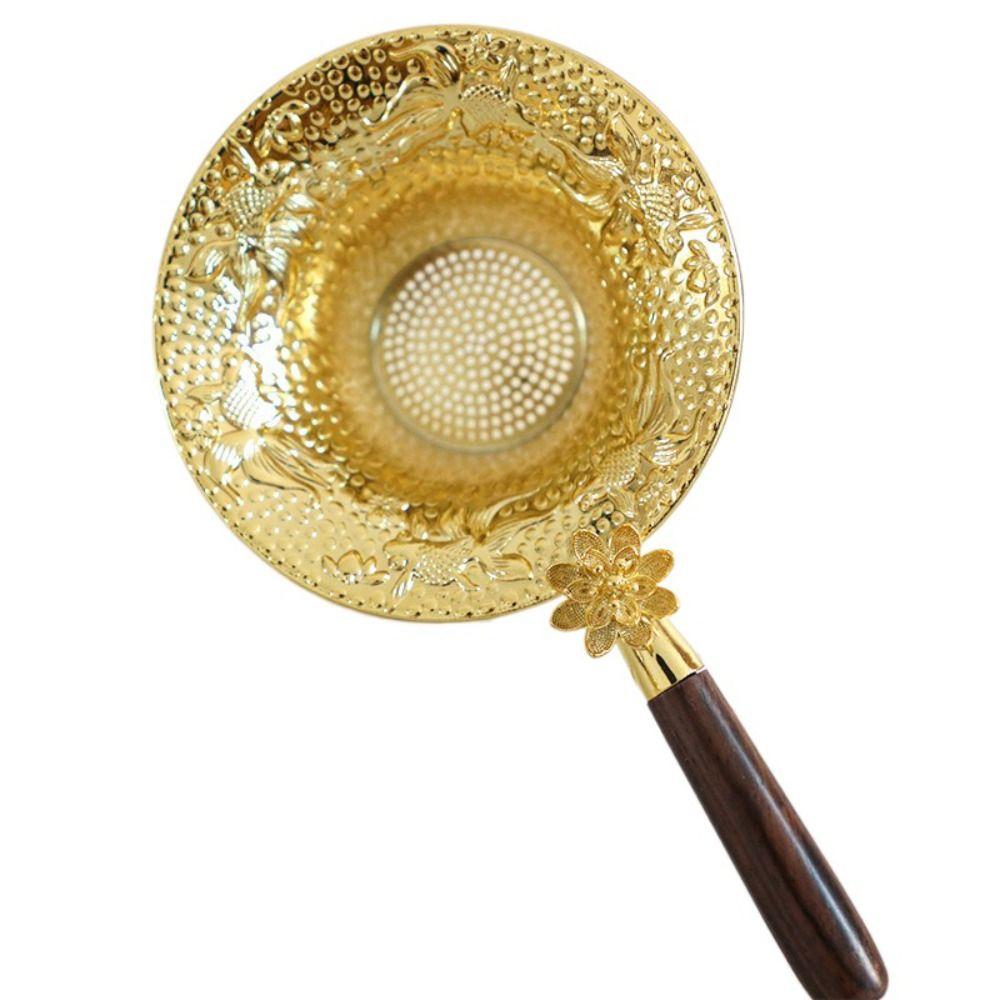 Embossed Tea Filter Wood Handle Tea Colander Teaware Tea Strainer Bubble Tea gold-lotus handle
Embossed Tea Filter Wood Handle Tea Colander Teaware Tea Strainer Bubble Tea gold-lotus handle