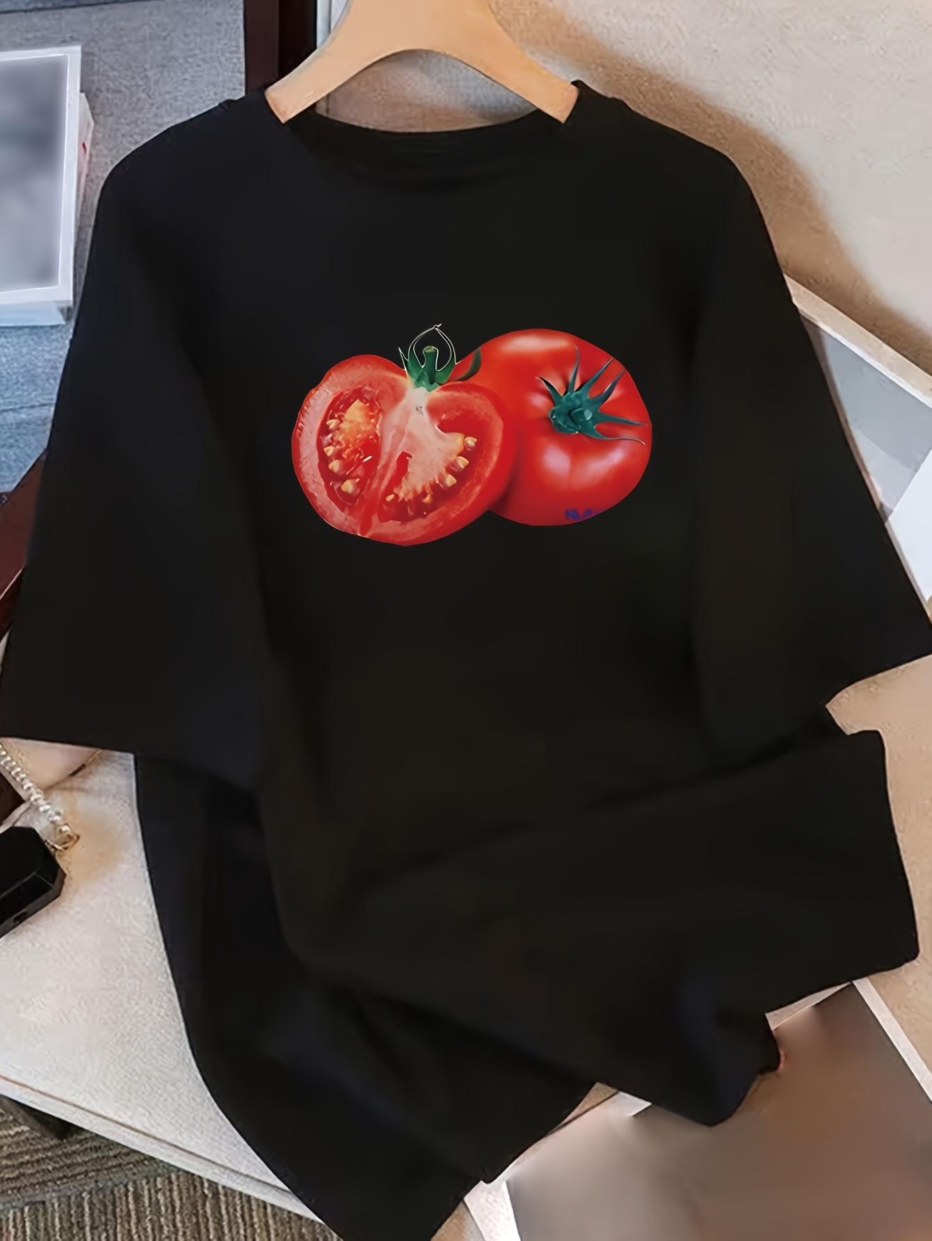 Red Tomato Graphic Print on Black Background Casual Everyday Streetwear Top for Harajuku Short Sleeve Casual Aesthetic Clothes S
Red Tomato Graphic Print on Black Background Casual Everyday Streetwear Top for Harajuku Short Sleeve Casual Aesthetic Clothes S