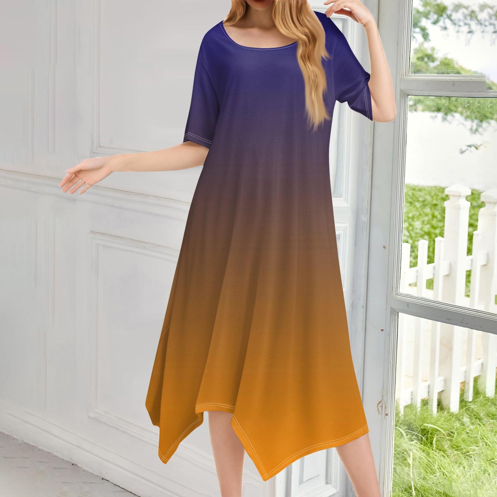 Жіноча повсякденна мода з круглим вирізом та короткими рукавами, принт, нерегулярний поділ, міді-сукня M помаранчевий
Жіноча повсякденна мода з круглим вирізом та короткими рукавами, принт, нерегулярний поділ, міді-сукня M помаранчевий