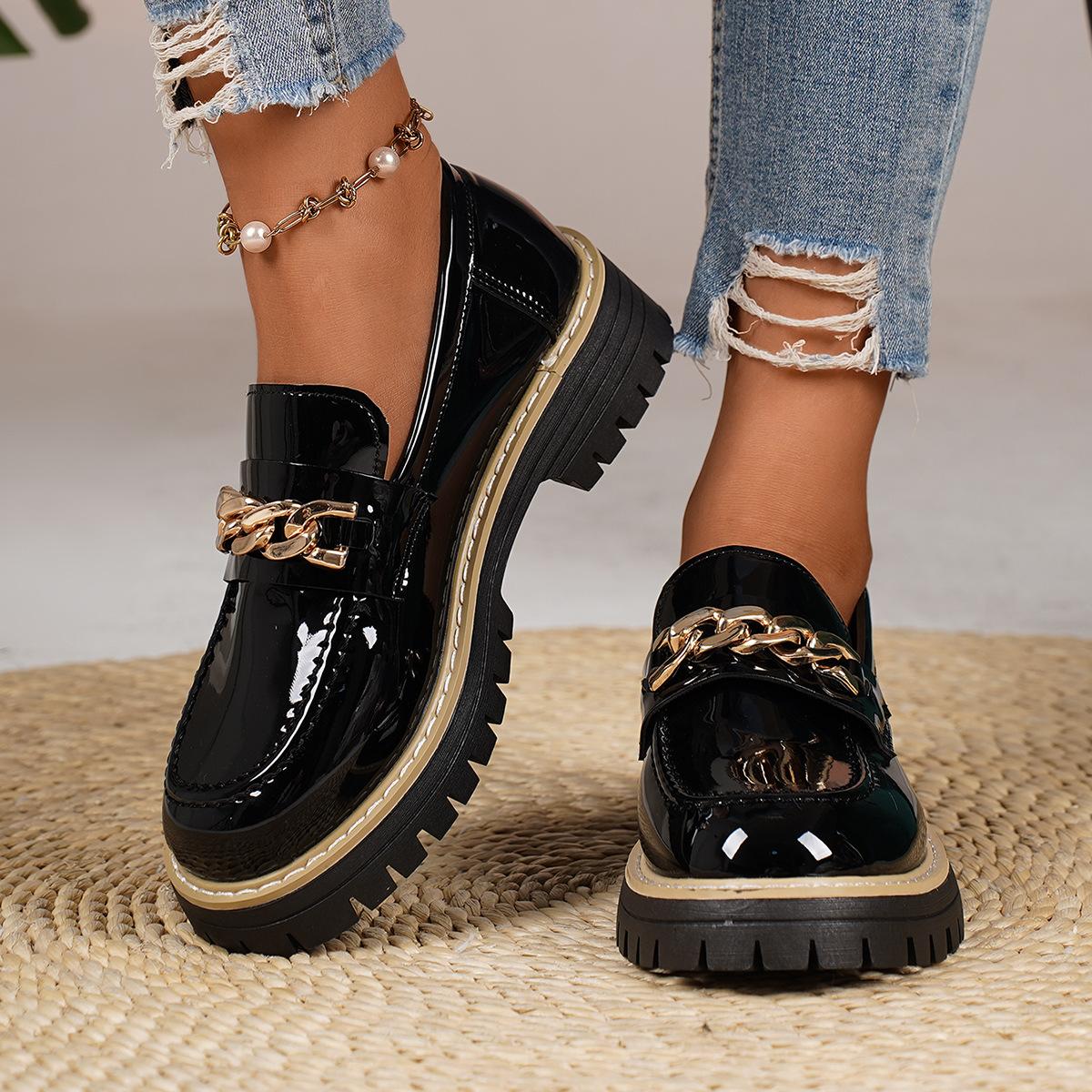 Retro Chain Low Heel Pumps Women s Fashion Bright Black PU Leather Platform Loafers plus Size Thick Sole Non-Slip Uniform Shoes 39
Retro Chain Low Heel Pumps Women s Fashion Bright Black PU Leather Platform Loafers plus Size Thick Sole Non-Slip Uniform Shoes 39