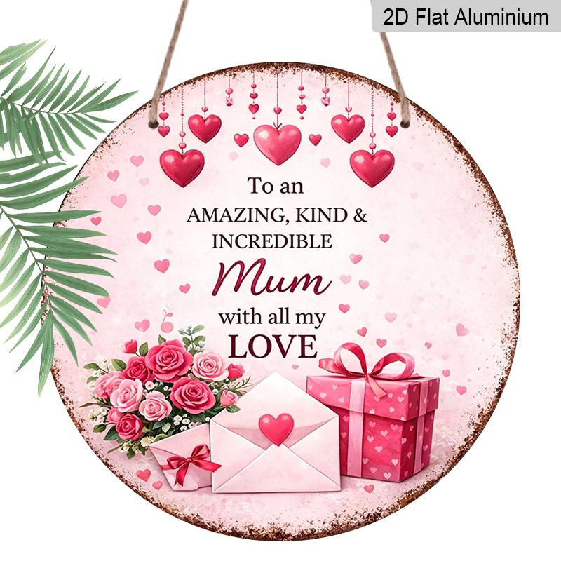 2D Flat, 1pc Round Aluminum Hanging Sign - To an Amazing Mum Pink Heart & Rose Metal Wall Art, Sweet Love Quote Design, Perfect for Mother s Day 7.87x7.87inch
2D Flat, 1pc Round Aluminum Hanging Sign - To an Amazing Mum Pink Heart & Rose Metal Wall Art, Sweet Love Quote Design, Perfect for Mother s Day 7.87x7.87inch