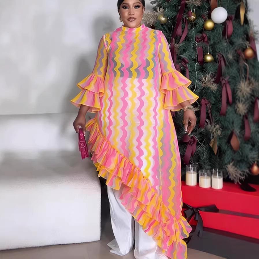 Plus Size Bell Sleeve Ruffle Dress with Wave Pattern and Cinched Waist 1XL оранжевый
Plus Size Bell Sleeve Ruffle Dress with Wave Pattern and Cinched Waist 1XL оранжевый