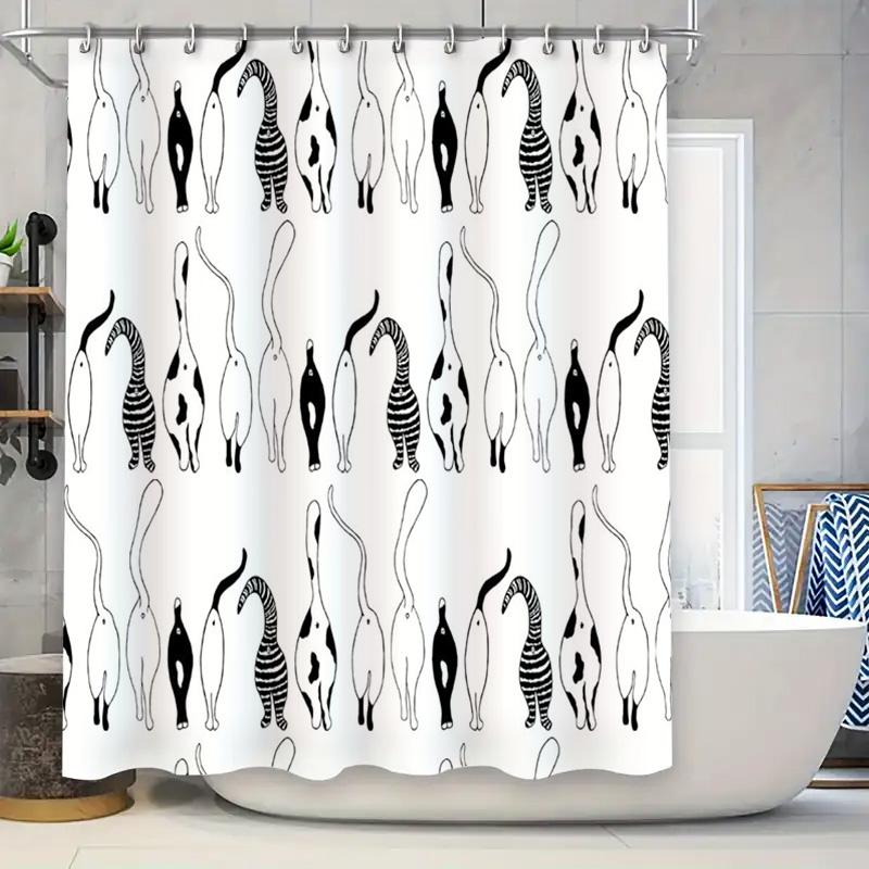 Modern Bathroom Shower Curtain With Black White Striped Cat Print Easy Installation For Bathtubs Or Showers In Home Decor W60H190(CM)-1 Pcs
Modern Bathroom Shower Curtain With Black White Striped Cat Print Easy Installation For Bathtubs Or Showers In Home Decor W60H190(CM)-1 Pcs