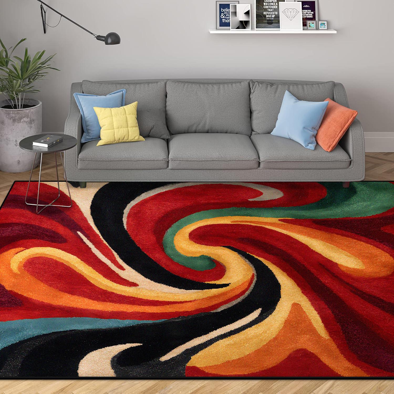 Abstract Modern Geometric Area Rugs Bedroom Living Room Non-slip Floor Mat with Vortex Red Orange Dining Room Carpet Washable 60x90cm
Abstract Modern Geometric Area Rugs Bedroom Living Room Non-slip Floor Mat with Vortex Red Orange Dining Room Carpet Washable 60x90cm