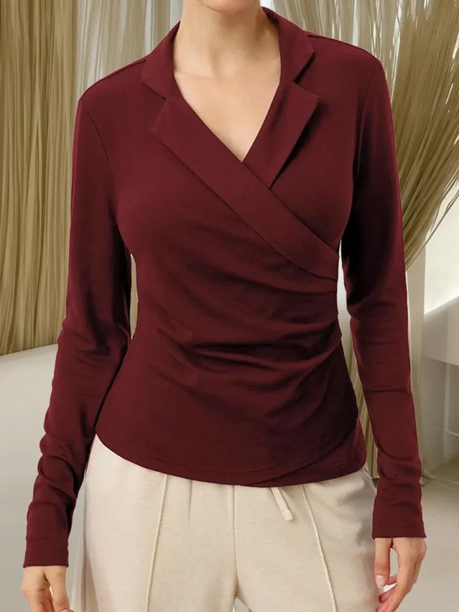 Solid Color Long Sleeve Lapel Pullover Top (2025 Winter/Spring Collection) L вино красного
Solid Color Long Sleeve Lapel Pullover Top (2025 Winter/Spring Collection) L вино красного