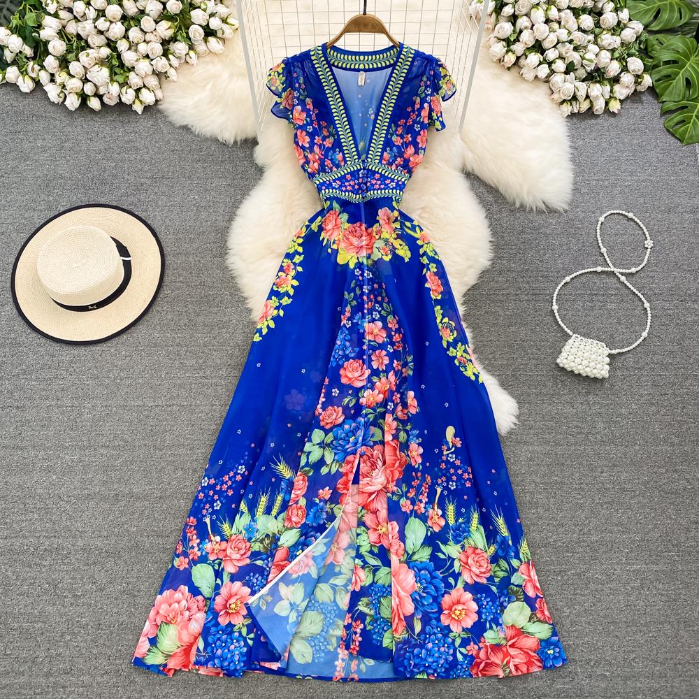 Модные летние платья с принтом на подиуме для женщин, однобортные однобортные длинные плиссированные шифоновые платья с глубоким V-образным вырезом и летящими рукавами S синий
Модные летние платья с принтом на подиуме для женщин, однобортные однобортные длинные плиссированные шифоновые платья с глубоким V-образным вырезом и летящими рукавами S синий