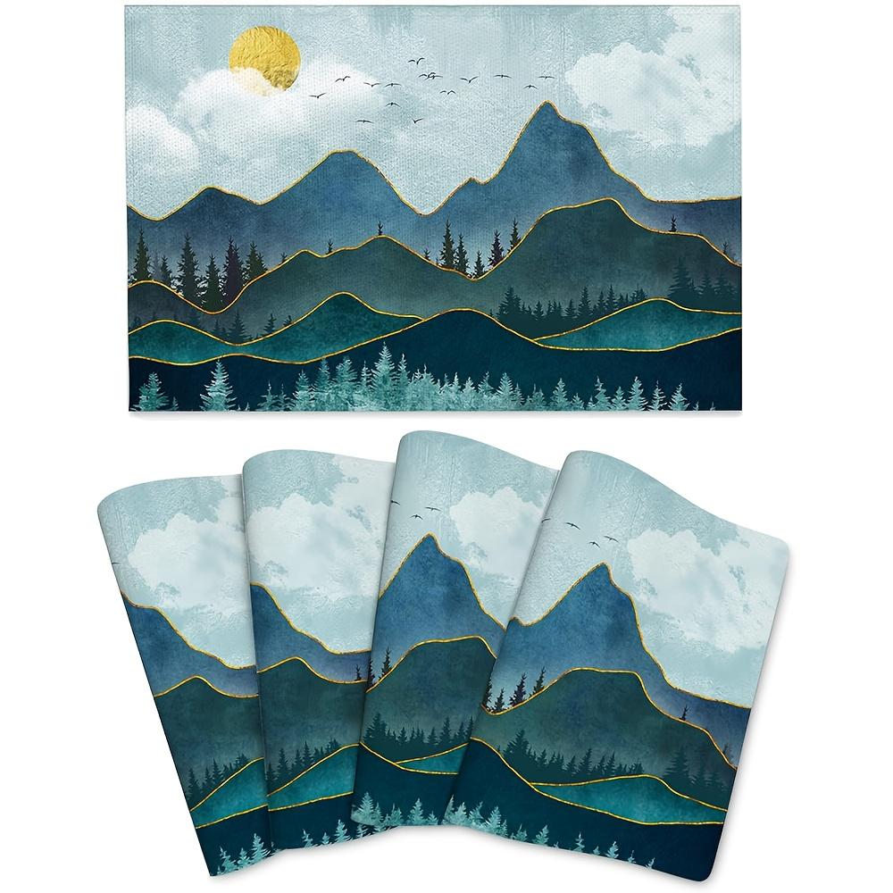 4pcs Mountain Peaks Nature Landscape Placemats Set - Washable, Heat-Resistant Polyester Kitchen Table Mats with Sunset & Pine 30x45cm-4PC
4pcs Mountain Peaks Nature Landscape Placemats Set - Washable, Heat-Resistant Polyester Kitchen Table Mats with Sunset & Pine 30x45cm-4PC