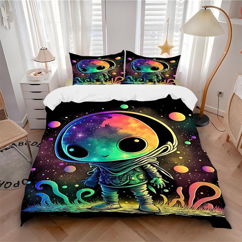 3pcs Colorful Galaxy Alien Comforter Set with Two Pillowcases (No Core), Bedroom Decor and Guest Room Accessories, Ideal Gift for Home Decoration 135x200cm
3pcs Colorful Galaxy Alien Comforter Set with Two Pillowcases (No Core), Bedroom Decor and Guest Room Accessories, Ideal Gift for Home Decoration 135x200cm