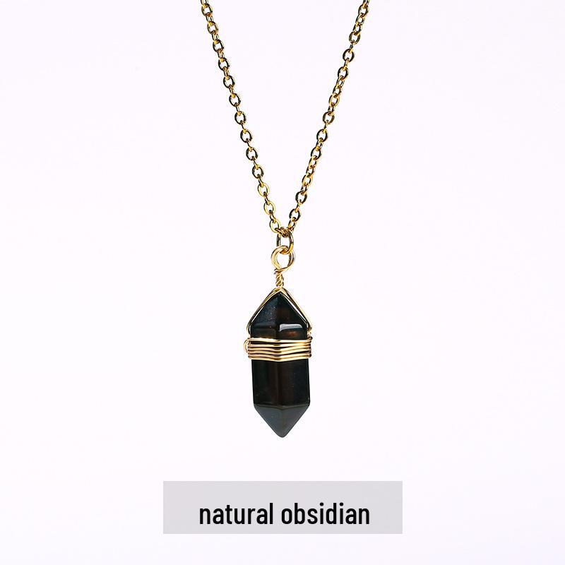 Jingde Jewelry Natural Stone Double-Pointed Hexagonal Necklace - Unisex Crystal Clavicle Chain Necklace approx. 40+5cm long
Jingde Jewelry Natural Stone Double-Pointed Hexagonal Necklace - Unisex Crystal Clavicle Chain Necklace approx. 40+5cm long