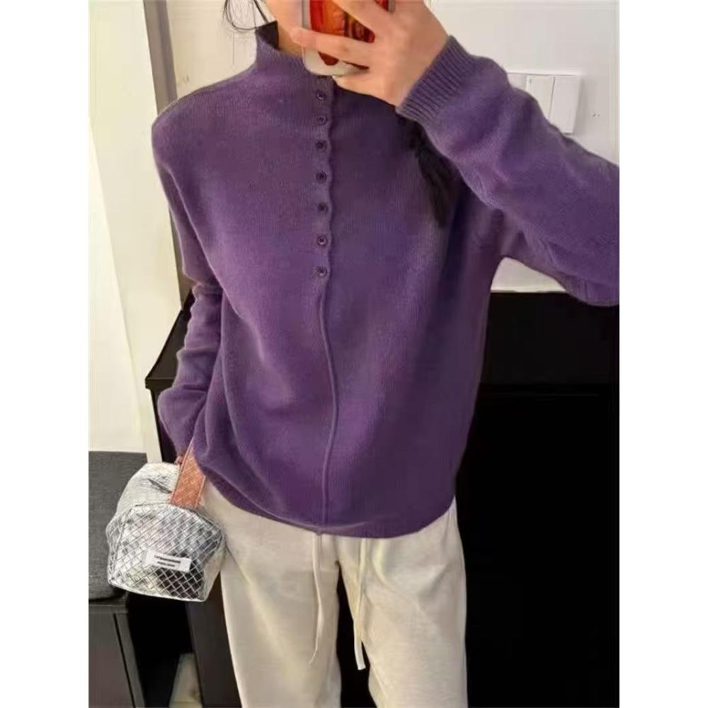 Новый осенне-зимний свитер с высоким воротником на полупуговицах для женщин, толстый с длинными рукавами, модный и универсальный базовый вязаный свитер one size фиолетовый
Новый осенне-зимний свитер с высоким воротником на полупуговицах для женщин, толстый с длинными рукавами, модный и универсальный базовый вязаный свитер one size фиолетовый