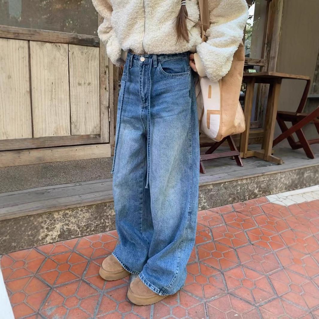 Design-sensory Drawstring Wide-leg Jeans for Women In Autumn and Winter New Loose Straight Pants High Street Floor Trousers S
Design-sensory Drawstring Wide-leg Jeans for Women In Autumn and Winter New Loose Straight Pants High Street Floor Trousers S