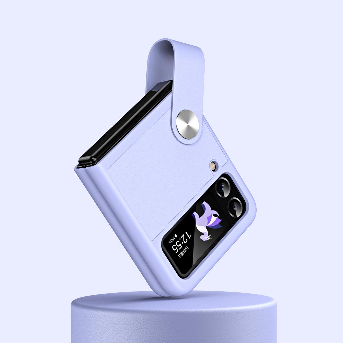 For Samsung Galaxy Z Flip4 5G PU Leather+PC Phone Case Finger Strap Holder Kickstand Cover Purple
For Samsung Galaxy Z Flip4 5G PU Leather+PC Phone Case Finger Strap Holder Kickstand Cover Purple