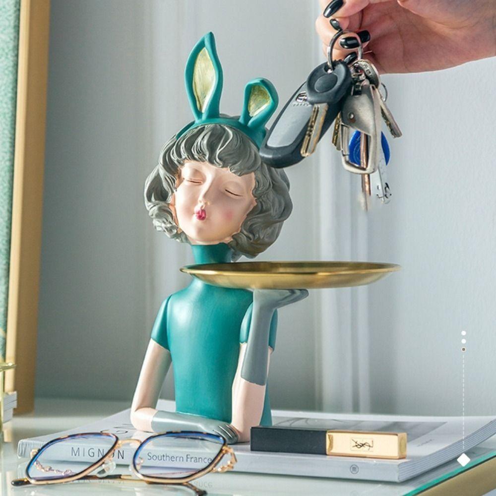 Resin Character Statue Tray Exquisite Storage Rack Nordic Style Rabbit Ear Girl Sculpture Cabinet зелёный
Resin Character Statue Tray Exquisite Storage Rack Nordic Style Rabbit Ear Girl Sculpture Cabinet зелёный