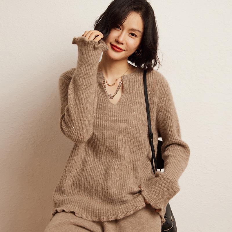 Женский повседневный кашемировый свитер с длинным рукавом свободного кроя - Однотонный, приятный к коже, вязаный свитер на осень/зиму One Size
Женский повседневный кашемировый свитер с длинным рукавом свободного кроя - Однотонный, приятный к коже, вязаный свитер на осень/зиму One Size