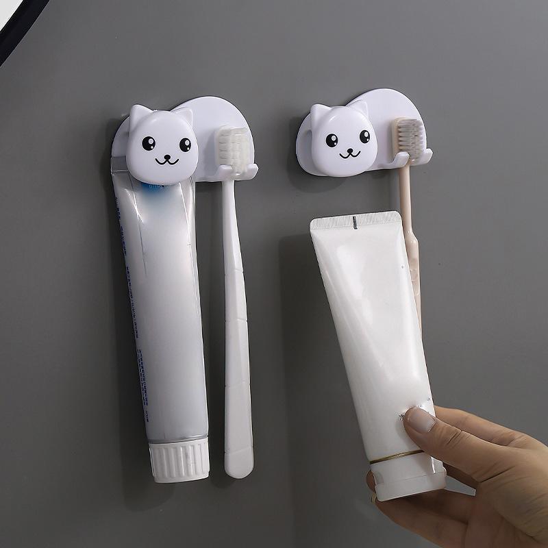 Plastic Cat Shaped Toothbrush Holder Non Perforated 2 In 1 Toothbrush Toothpaste Rack Wall Mounted Facial Cleanser Storage Clip
Plastic Cat Shaped Toothbrush Holder Non Perforated 2 In 1 Toothbrush Toothpaste Rack Wall Mounted Facial Cleanser Storage Clip