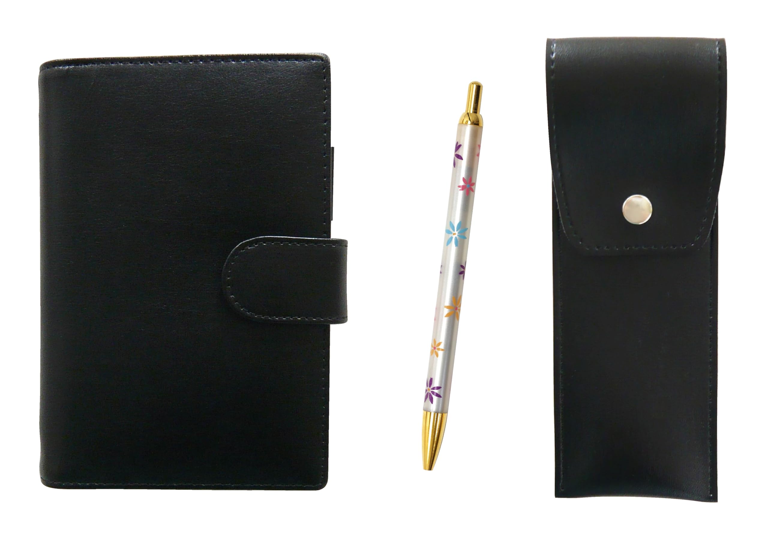 Eco B7 cowhide mini notebook and round button pen case black floral ballpoint pen set LS002B-BRSB-HS380B
Eco B7 cowhide mini notebook and round button pen case black floral ballpoint pen set LS002B-BRSB-HS380B