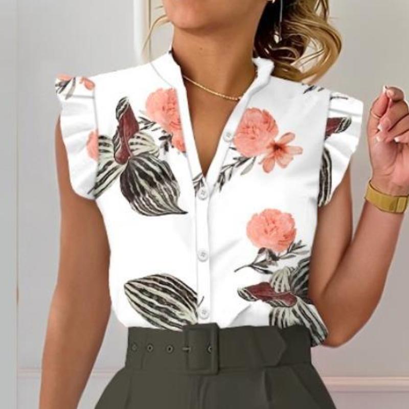 Летняя женская блузка с V-образным вырезом и рукавами-лепестками на пуговицах с принтом XXL белый
Летняя женская блузка с V-образным вырезом и рукавами-лепестками на пуговицах с принтом XXL белый