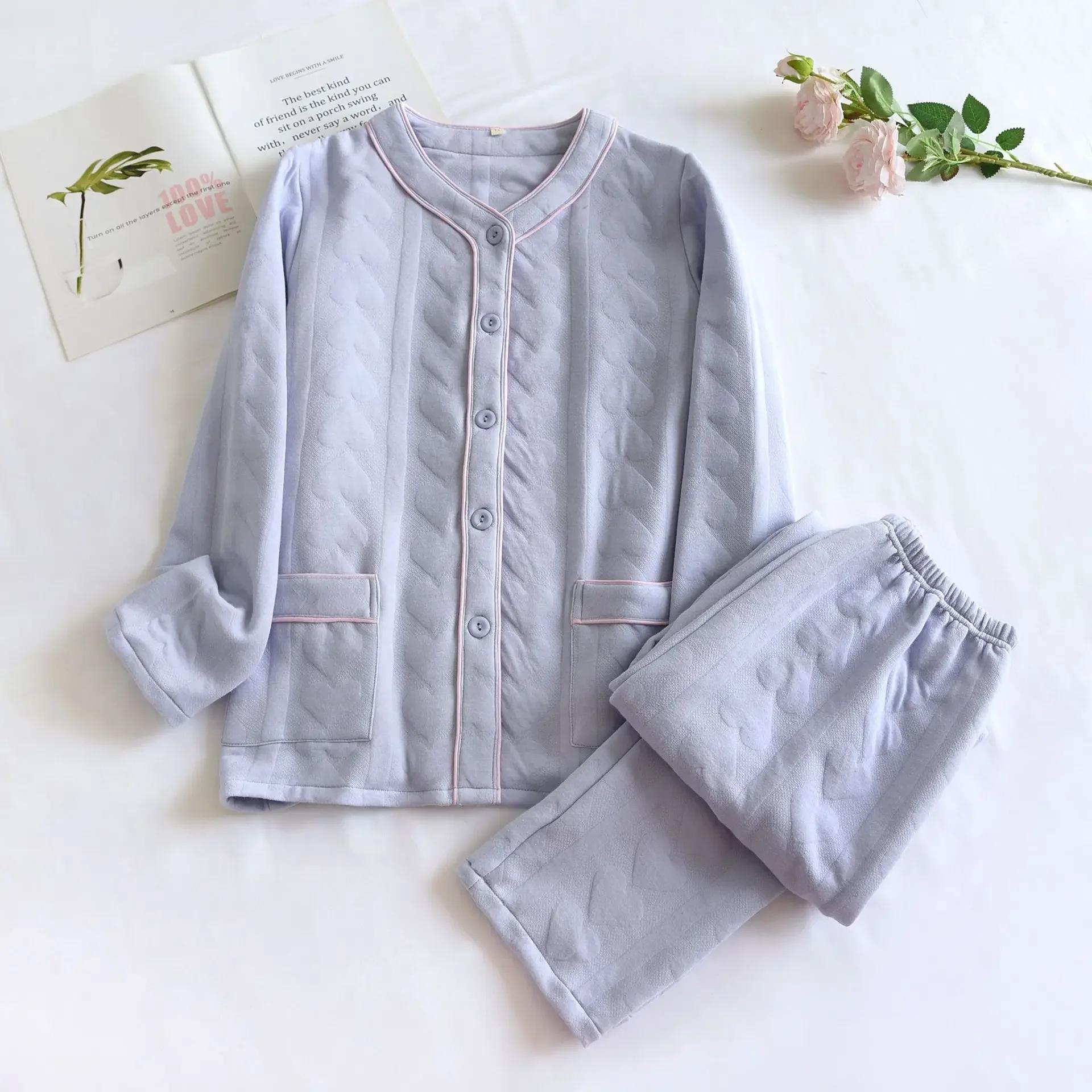 Новый женский зимний пижамный комплект из трех слоев хлопка с утолщенными длинными рукавами, комплект из двух предметов, простая домашняя обстановка XL
Новый женский зимний пижамный комплект из трех слоев хлопка с утолщенными длинными рукавами, комплект из двух предметов, простая домашняя обстановка XL