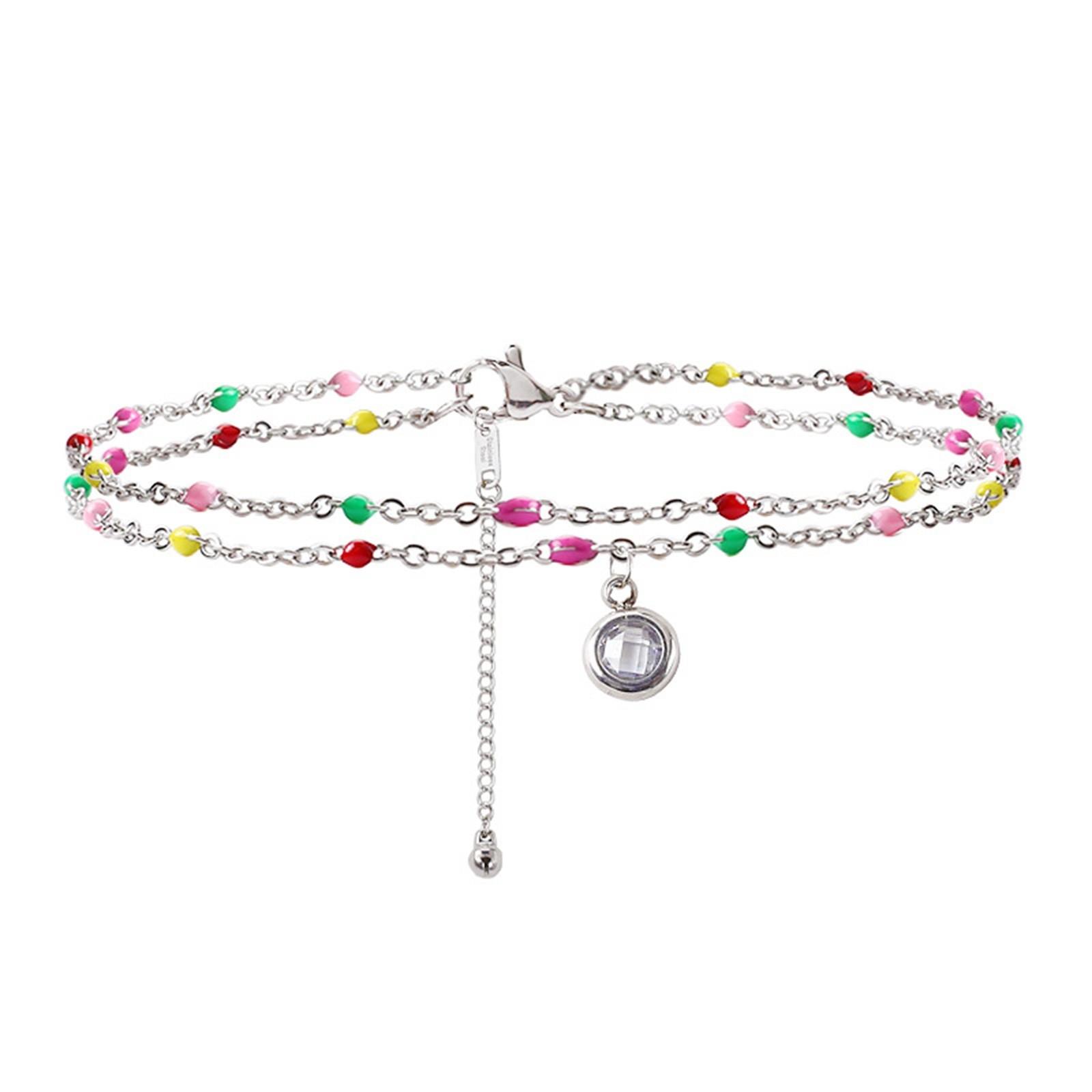 Double Layer Anklet Stainless Steel Beaded Ankle Bracelet Adjustable Length Small Bell Charm Beach Jewelry for Women Girls One Size
Double Layer Anklet Stainless Steel Beaded Ankle Bracelet Adjustable Length Small Bell Charm Beach Jewelry for Women Girls One Size