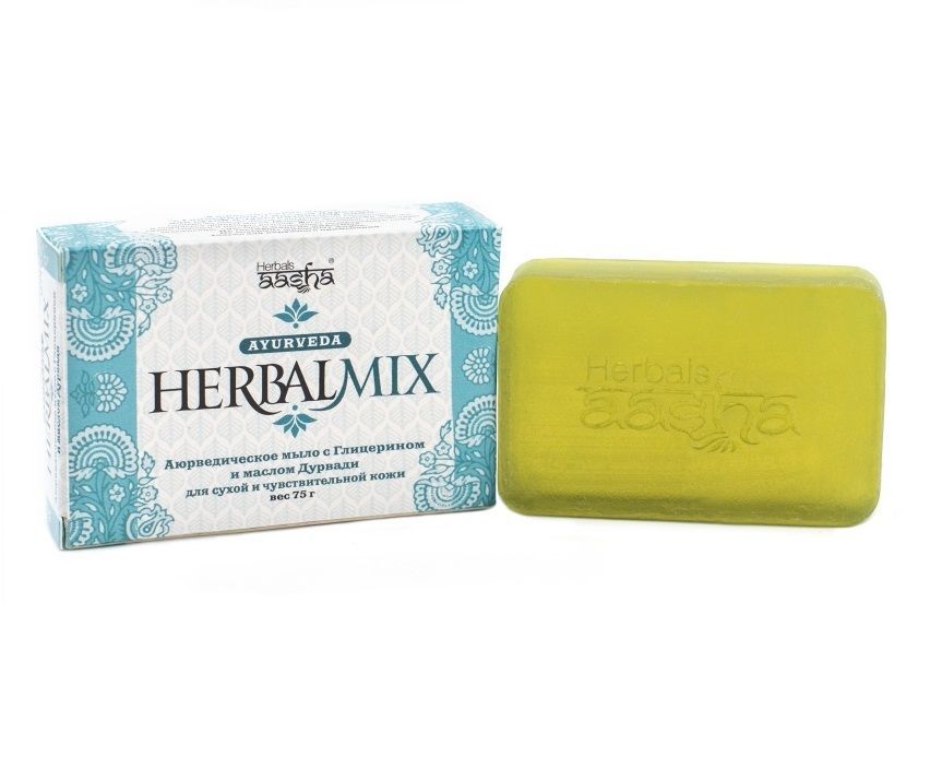 Мыло для лица и тела аюрведическое с глицерином и маслом дурвади HerbаlMix Aasha Herbals (Ааша Хербалс), 75г
Мыло для лица и тела аюрведическое с глицерином и маслом дурвади HerbаlMix Aasha Herbals (Ааша Хербалс), 75г