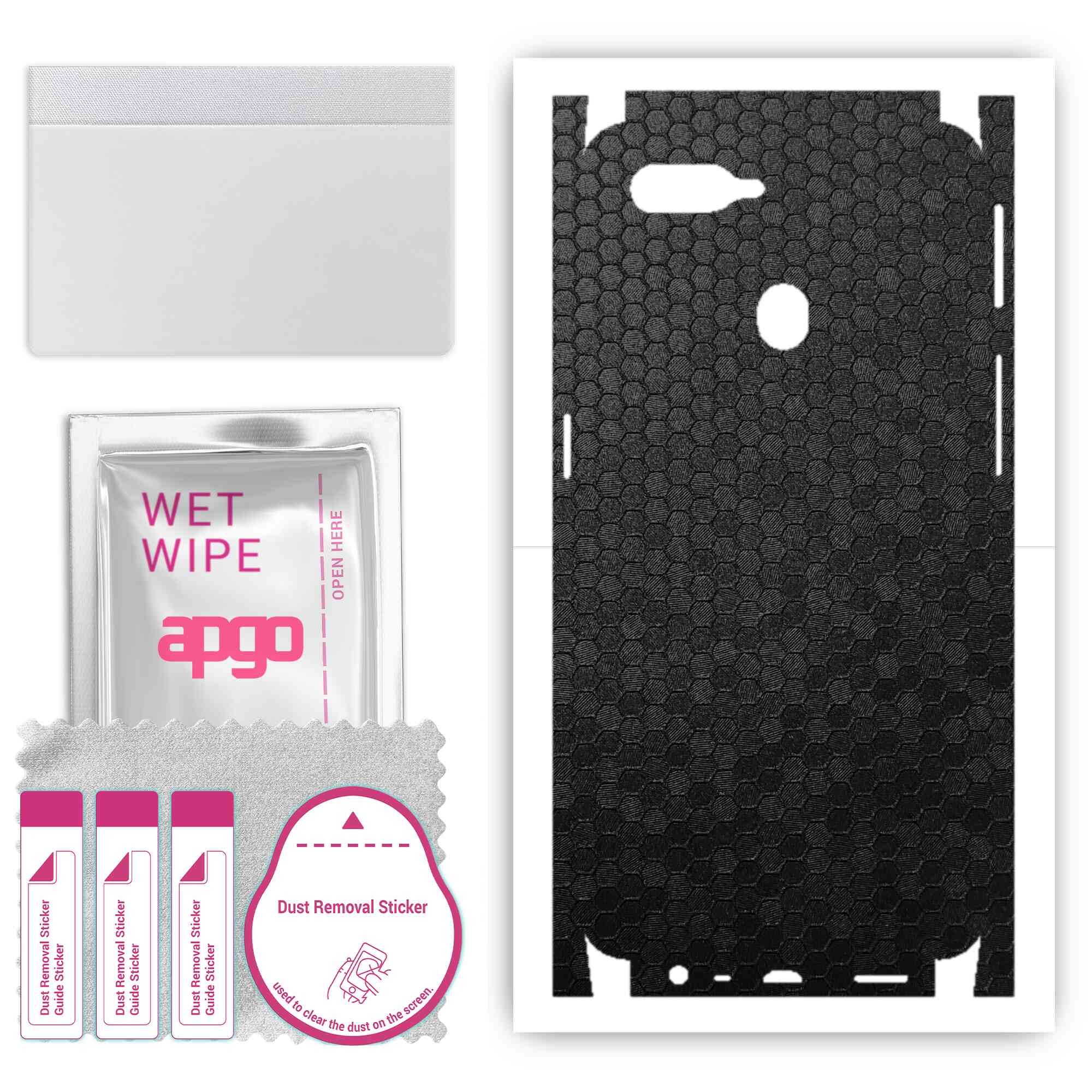 apgo Protective Skin Sticker for the back+sides compatible with Oppo A7, Full Wrap Film, Foil, Vinyl - Pattern Black Honeycomb
apgo Protective Skin Sticker for the back+sides compatible with Oppo A7, Full Wrap Film, Foil, Vinyl - Pattern Black Honeycomb