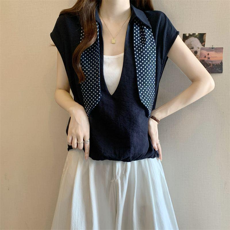 Women s Plus Size Two-Piece Look Patchwork Short Sleeve T-Shirt - Summer Loose Fit, Slimming Design with Ribbons S
Women s Plus Size Two-Piece Look Patchwork Short Sleeve T-Shirt - Summer Loose Fit, Slimming Design with Ribbons S