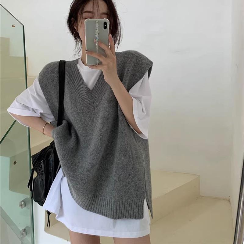 Женский корейский ретро серый вязаный жилет с V-образным вырезом – Свитер без рукавов для весны и осени One Size серый
Женский корейский ретро серый вязаный жилет с V-образным вырезом – Свитер без рукавов для весны и осени One Size серый