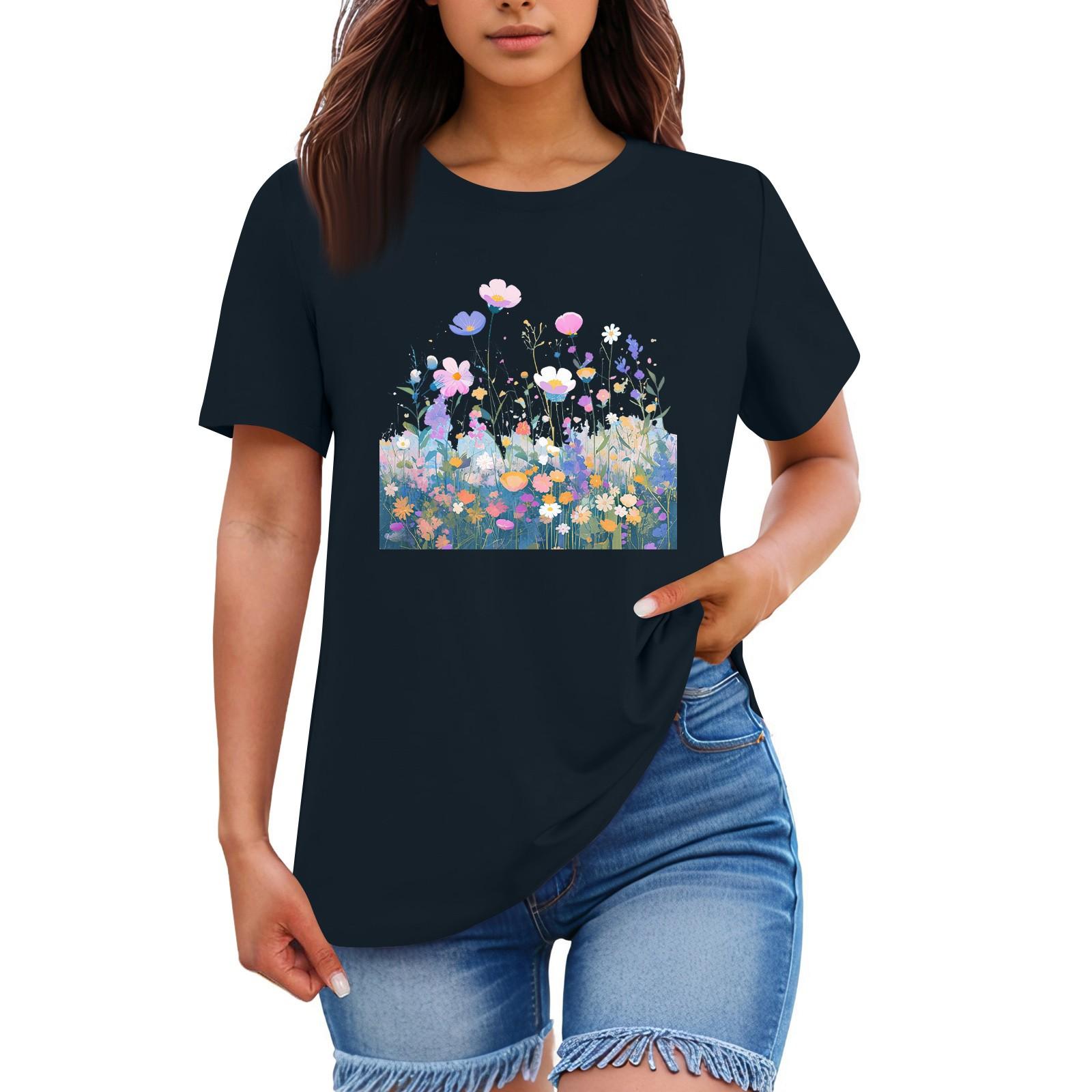 Женская свободная удобная повседневная модная футболка с принтом растений и цветов, круглым вырезом и короткими рукавами XL
Женская свободная удобная повседневная модная футболка с принтом растений и цветов, круглым вырезом и короткими рукавами XL