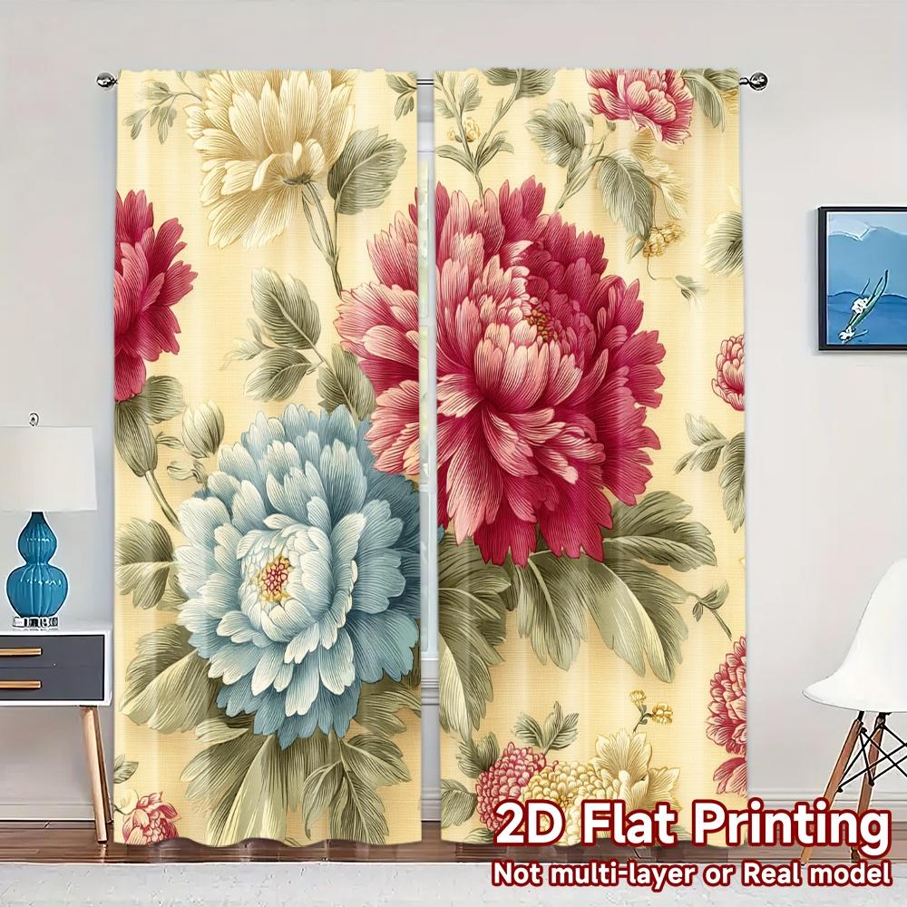 Set Of 2 Flat Printing Curtains Without Rod Floral Elegance Design New Year Holiday Digital Durable Made Polyester W100*H70(CM)-Grommet top&1PCS
Set Of 2 Flat Printing Curtains Without Rod Floral Elegance Design New Year Holiday Digital Durable Made Polyester W100*H70(CM)-Grommet top&1PCS