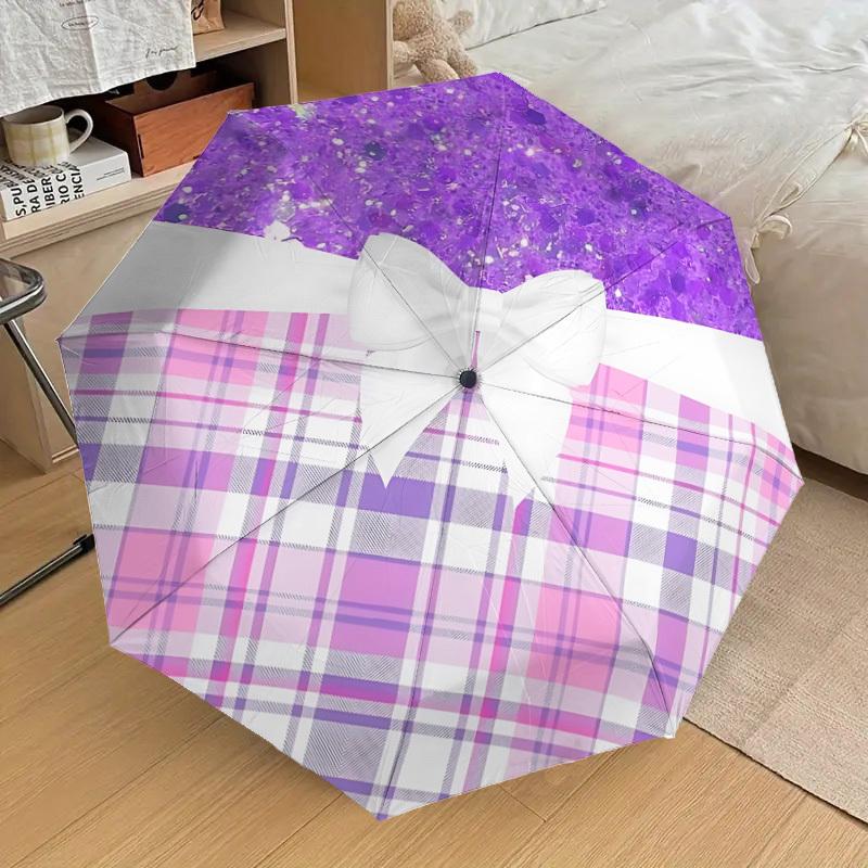 1pc Purple Plaid Bow Automatic Folding Umbrella, 8 Ribs Iron Frame, Suitable for Outdoor Travel and Daily Use yy251120182
1pc Purple Plaid Bow Automatic Folding Umbrella, 8 Ribs Iron Frame, Suitable for Outdoor Travel and Daily Use yy251120182
