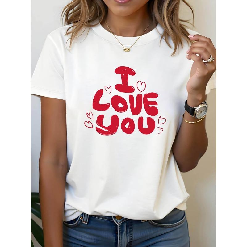 I LOVE YOU Graphic Print Plus Size Women s T-shirt, Short Sleeve Crew Neck Casual Top for Summer & Spring, S белый
I LOVE YOU Graphic Print Plus Size Women s T-shirt, Short Sleeve Crew Neck Casual Top for Summer & Spring, S белый