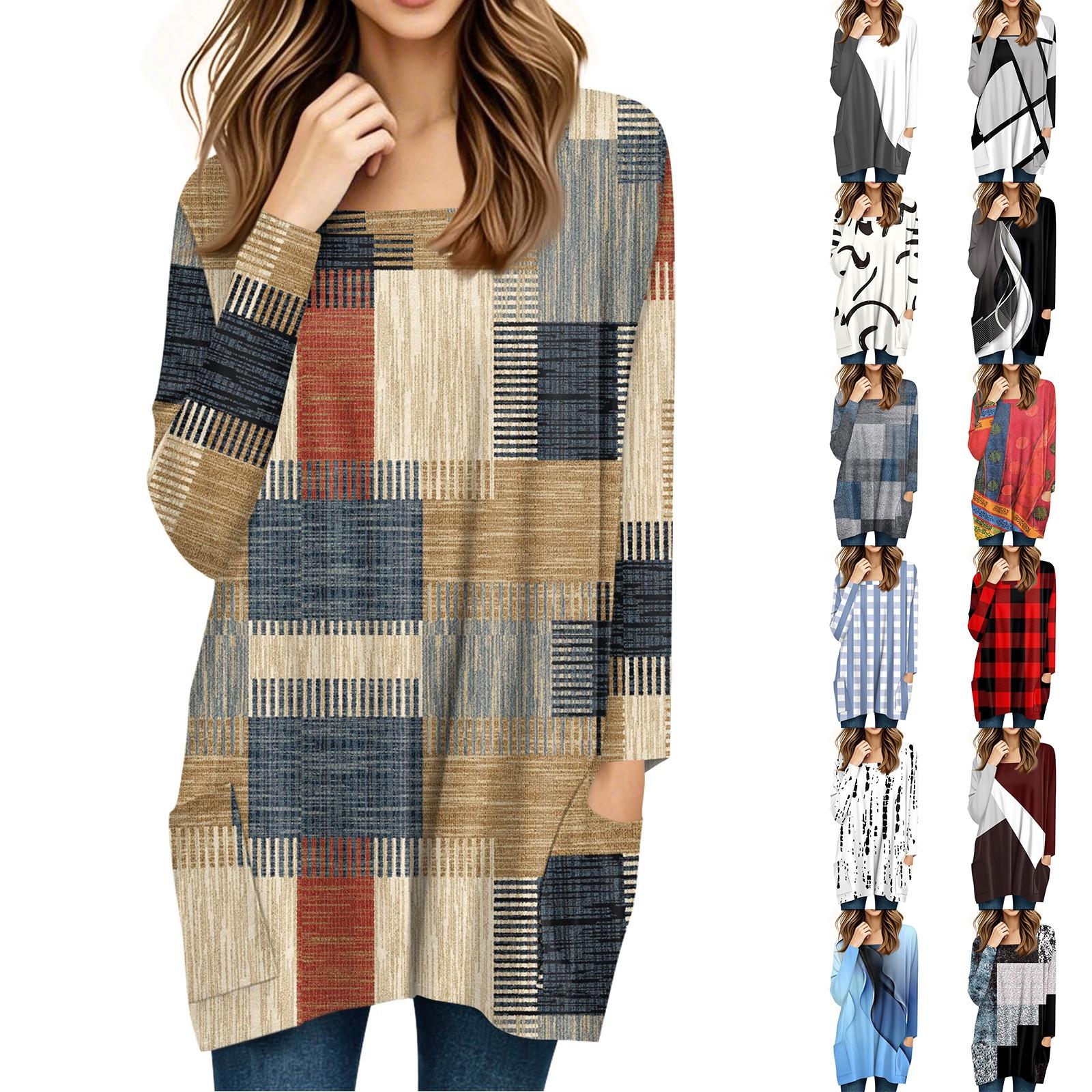 Womens Tops Square Collar Long Sleeve Blouses Casual Mid-length Shirts Fashion Print Tunic Tops With Pockets S
Womens Tops Square Collar Long Sleeve Blouses Casual Mid-length Shirts Fashion Print Tunic Tops With Pockets S