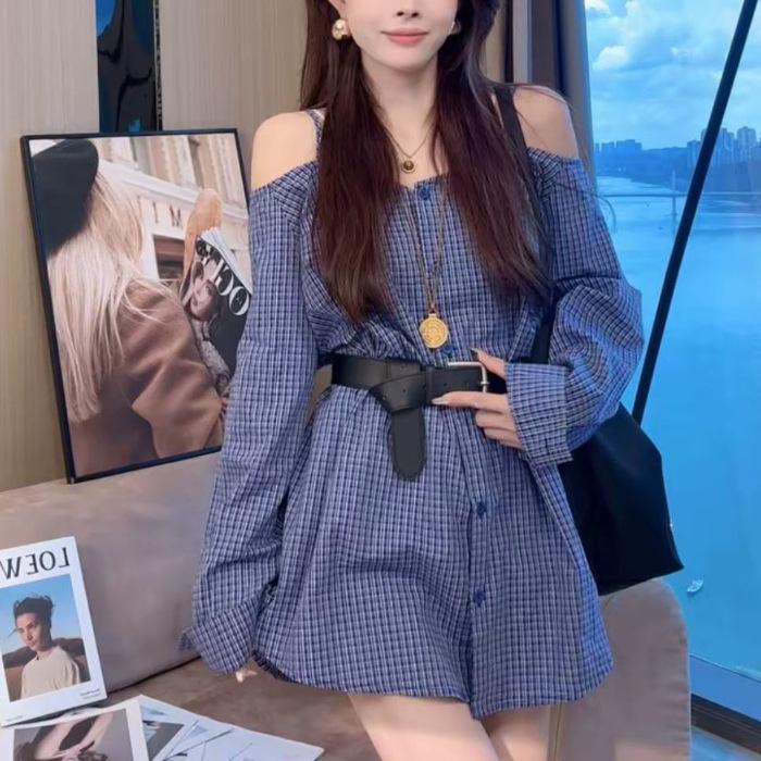 Spring new temperament off-the-shoulder plaid shirt loose and thin long-sleeved dress early A version skirt 2XL
Spring new temperament off-the-shoulder plaid shirt loose and thin long-sleeved dress early A version skirt 2XL