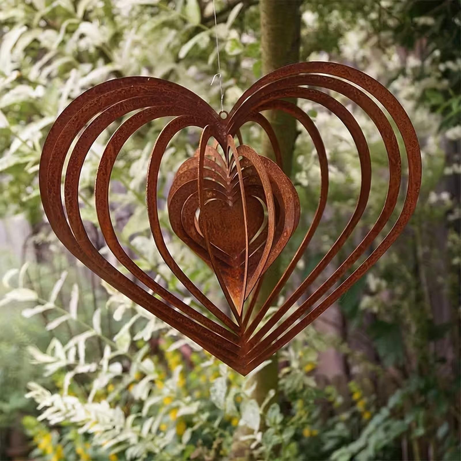 Metal Heart Shaped Wind Spinner Garden Decor Outdoor Hanging Ornament Rotating Windmill Art Sculpture for Patio Yard one size коричневий
Metal Heart Shaped Wind Spinner Garden Decor Outdoor Hanging Ornament Rotating Windmill Art Sculpture for Patio Yard one size коричневий