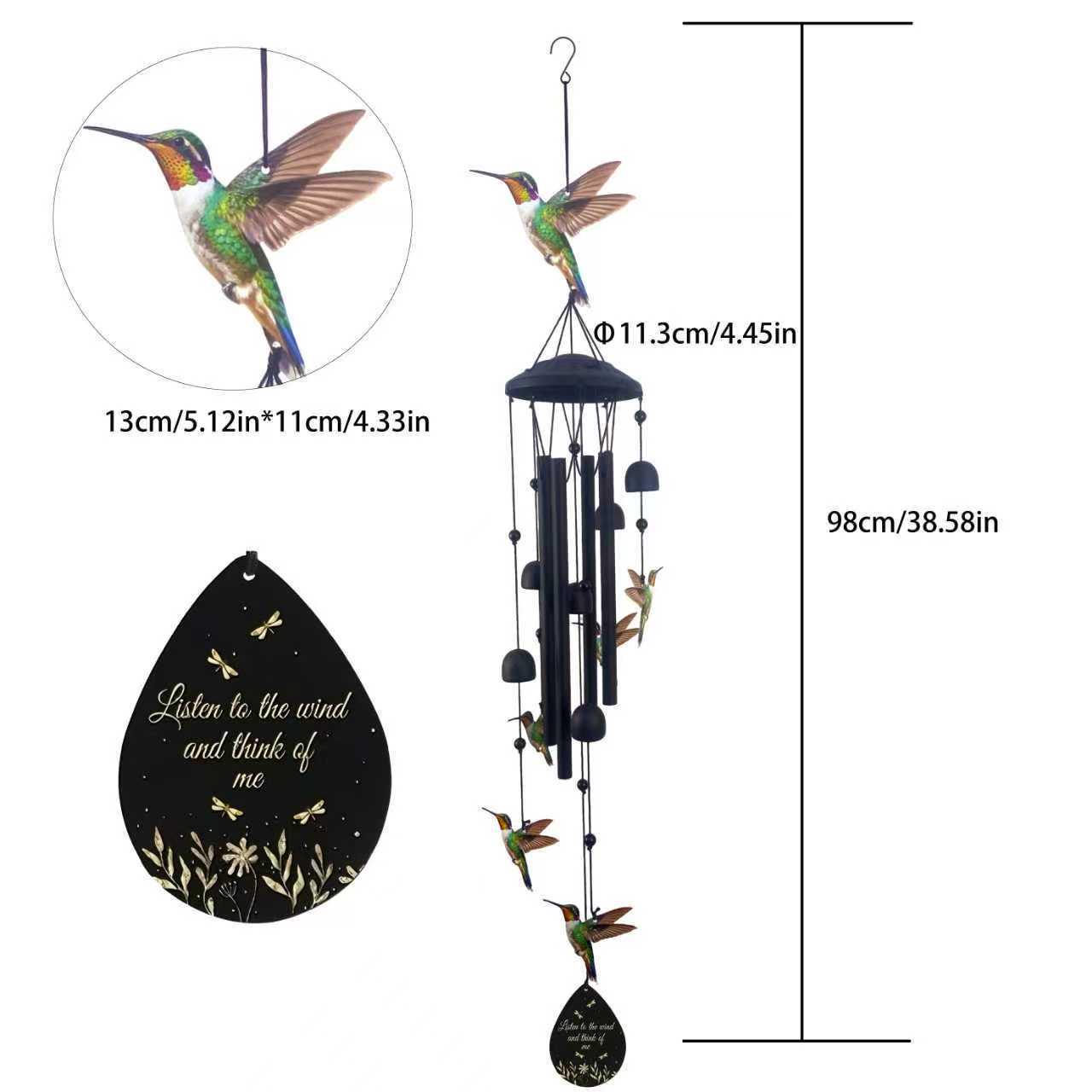 Hummingbird Wind Chime: Outdoor Metal Garden Courtyard Decor
Hummingbird Wind Chime: Outdoor Metal Garden Courtyard Decor
