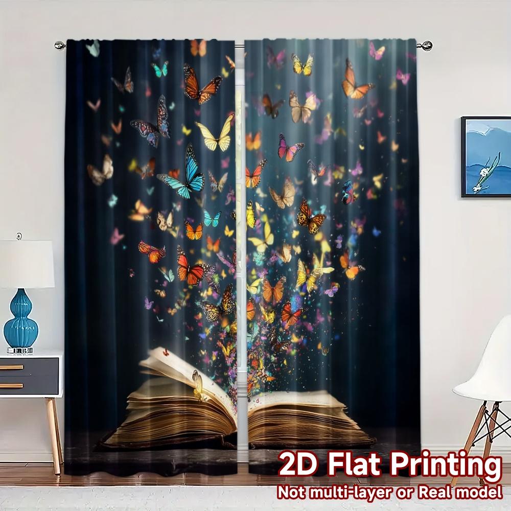 Light Filtering Flat Printing Curtains Without Rod Butterfly Tales Chic Polyester Decorations Curtain Set Of 2 Made Washable W100*H70(CM)-Grommet top&1PCS
Light Filtering Flat Printing Curtains Without Rod Butterfly Tales Chic Polyester Decorations Curtain Set Of 2 Made Washable W100*H70(CM)-Grommet top&1PCS