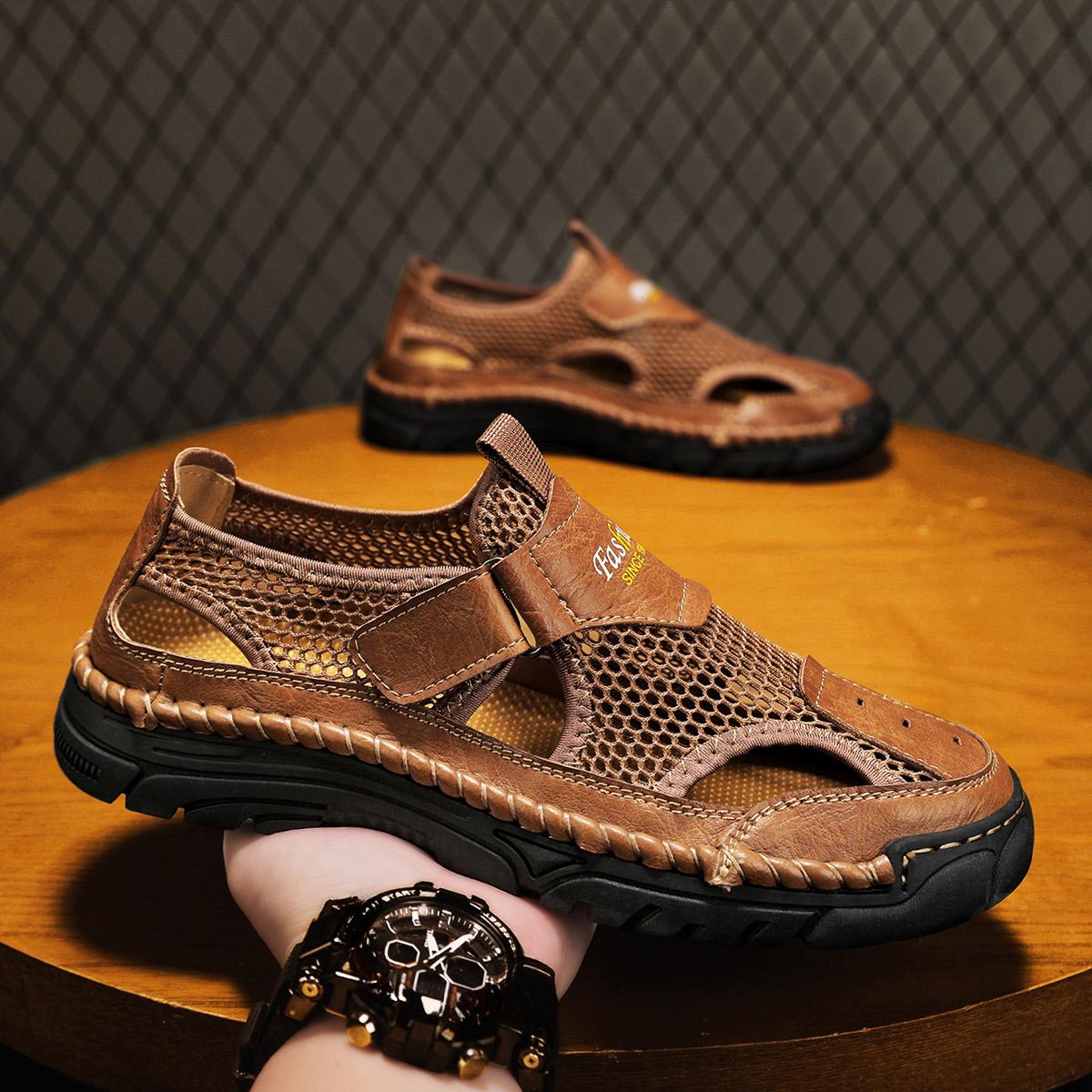 Летняя мужская повседневная обувь Кожаные сандалии Дышащая сетчатая обувь 41 светло-коричневого
Летняя мужская повседневная обувь Кожаные сандалии Дышащая сетчатая обувь 41 светло-коричневого