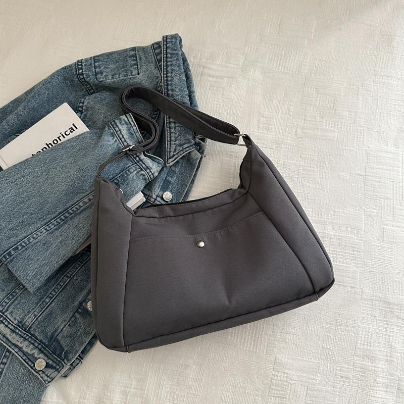 Корейская сумка через плечо большой вместимости для поездок на работу 2025 нишевая в этом году популярная модная сумка-мессенджер для выхода в свет на дополнительные занятия сумка-тоут серый