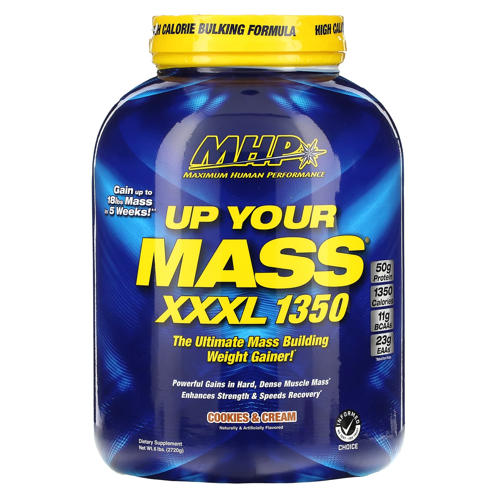 MHP, Up Your Mass XXXL 1350, Cookies & Cream, 6 lbs (2720 g)
MHP, Up Your Mass XXXL 1350, Cookies & Cream, 6 lbs (2720 g)