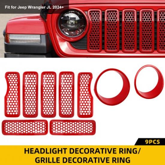 9x Red Front Grille ert Headlight Accessories Mesh Cover For Wrangler JL 2024
9x Red Front Grille ert Headlight Accessories Mesh Cover For Wrangler JL 2024