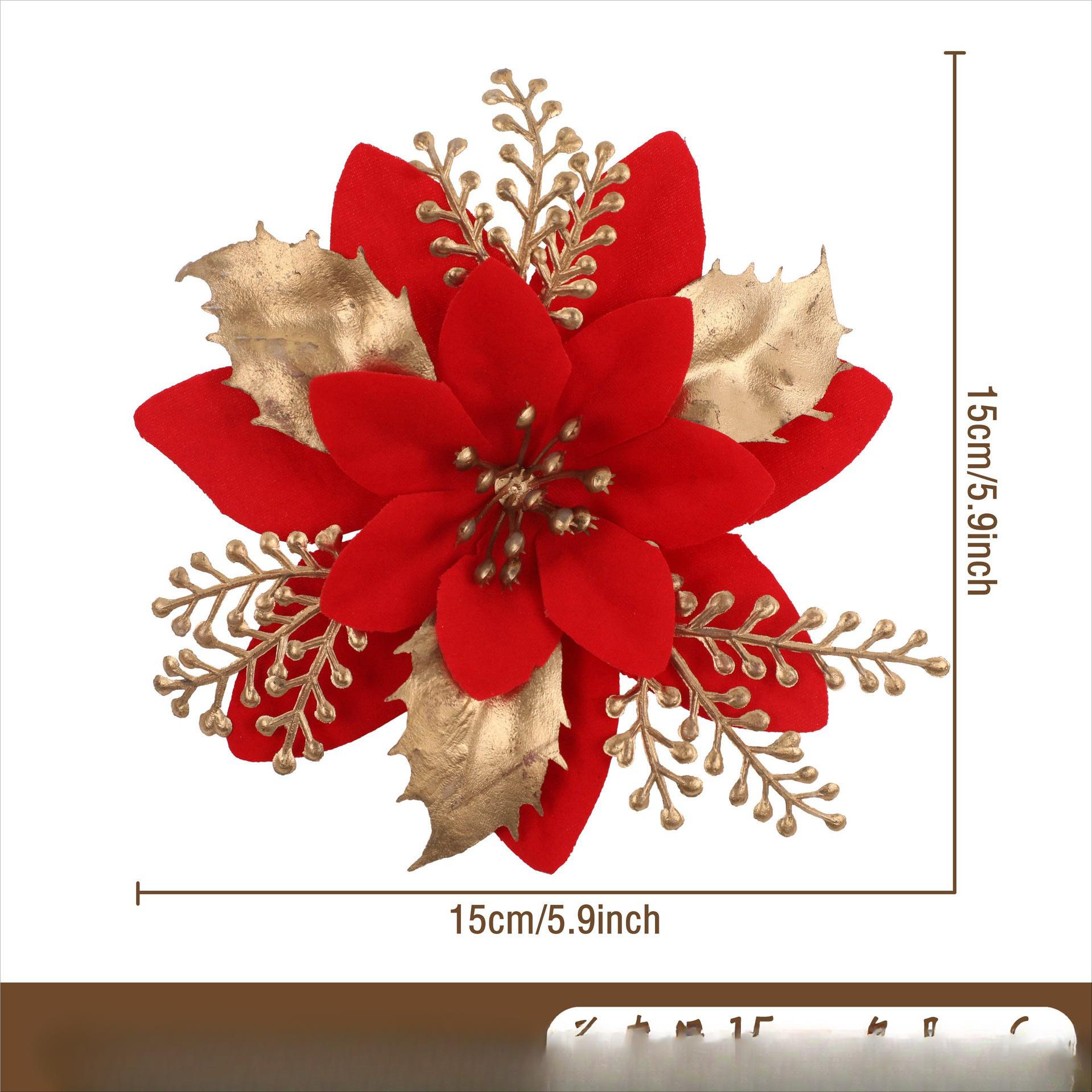 Рождественская имитация золотого порошка цветок елочная подвеска гирлянда своими руками золотые и серебряные искусственные цветы украшения аксессуары gold + red style 2