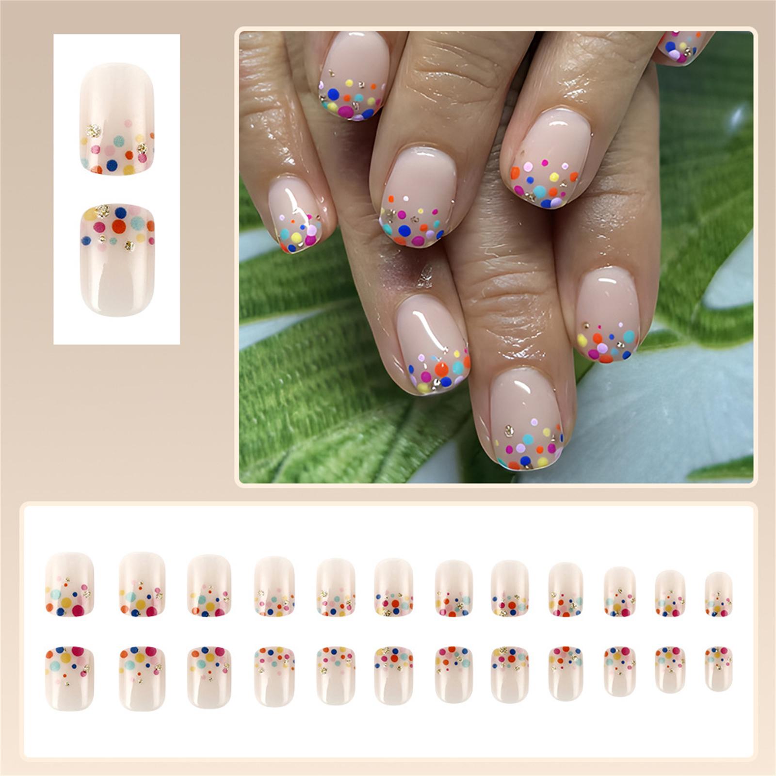 24Pcs Colorful Square Short Press On Nails with Dot Designs Acrylic False Nail Stick on Nail for Women and Teens
24Pcs Colorful Square Short Press On Nails with Dot Designs Acrylic False Nail Stick on Nail for Women and Teens