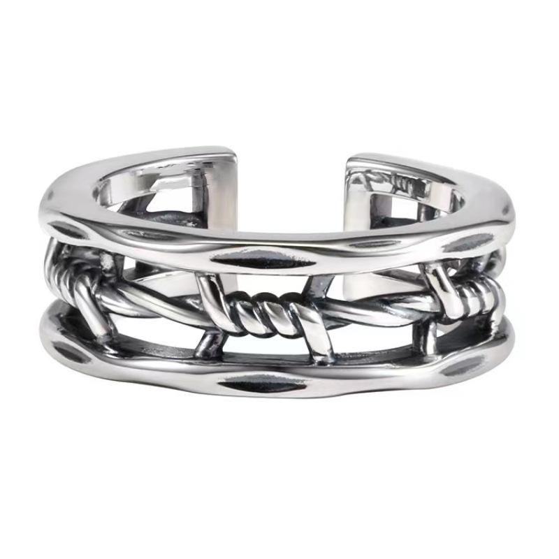 Retro Hollow Twisted Rope Ring For Men Punk Gothic Rock Hiphop Designer Open Ring Handmade Jewelry Biker Accessories Unisex Gift resizable
Retro Hollow Twisted Rope Ring For Men Punk Gothic Rock Hiphop Designer Open Ring Handmade Jewelry Biker Accessories Unisex Gift resizable