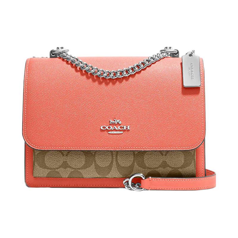 COACH Klare 21 Silver Letter Logo Logo Classic Presbyopia Snap Flap Cross Grain Leather and Canvas Crossbody Bag Small Women s Orange and Brown срібний
COACH Klare 21 Silver Letter Logo Logo Classic Presbyopia Snap Flap Cross Grain Leather and Canvas Crossbody Bag Small Women s Orange and Brown срібний