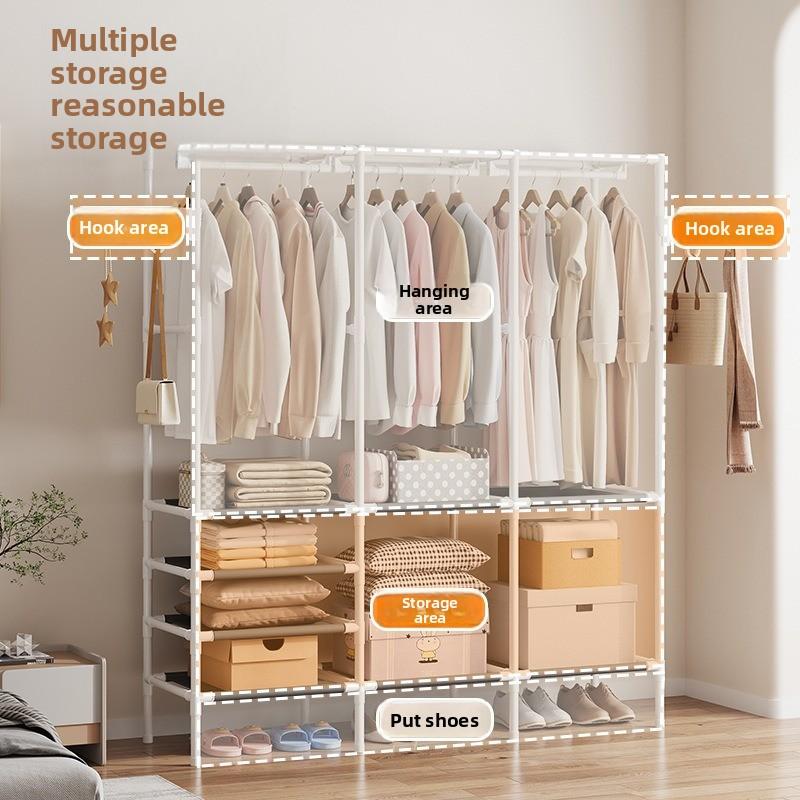 Simple three-row multi-functional storage hanger household bedroom floor rack coat rack
Simple three-row multi-functional storage hanger household bedroom floor rack coat rack